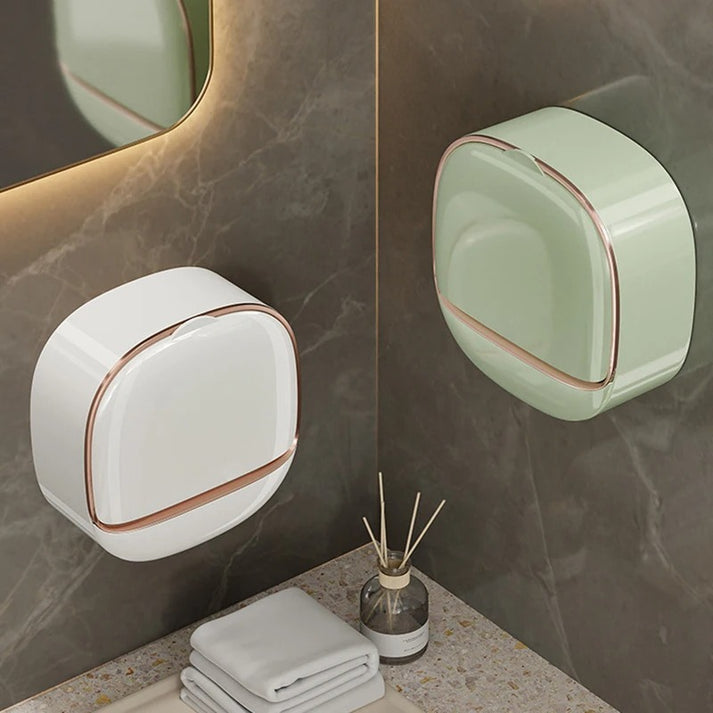 1PC Soap Box Wall Mounted Light Luxury Soap Holder Punch Free Drain Laundry