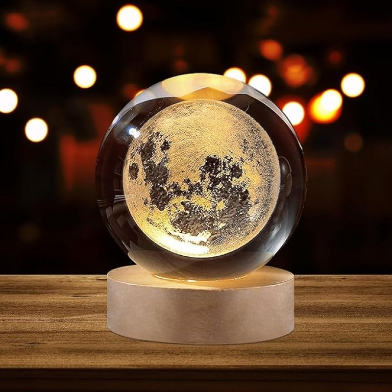 1 Pc USB LED Galaxy Crystal Ball Lamp | 3D Planet Moon Night Light | Bedroom & Party Home Decor