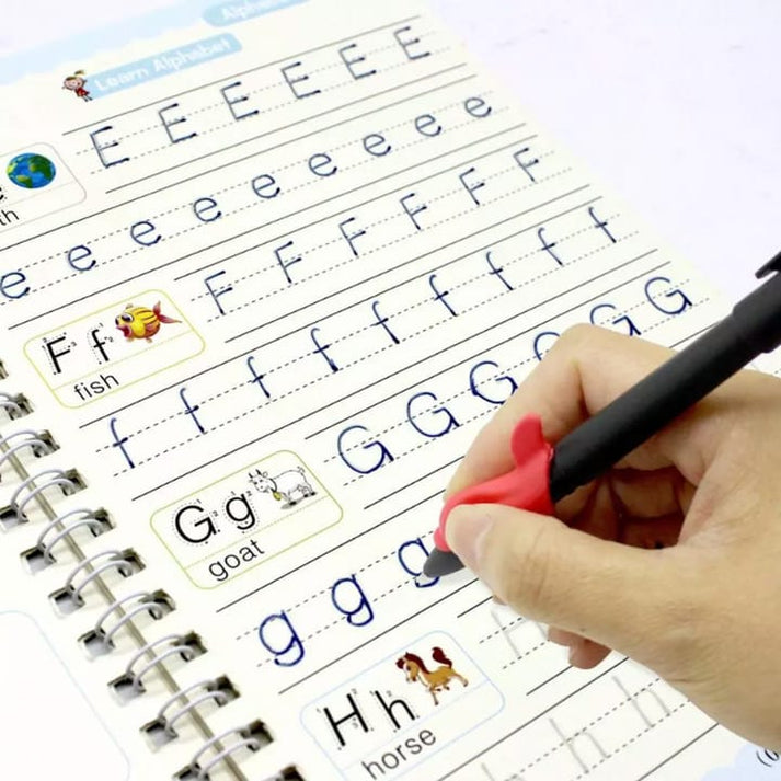 Sank Magic Practice Copybook Set – 4 Pcs Reusable Handwriting Practice Books With 10 Refills for Kids