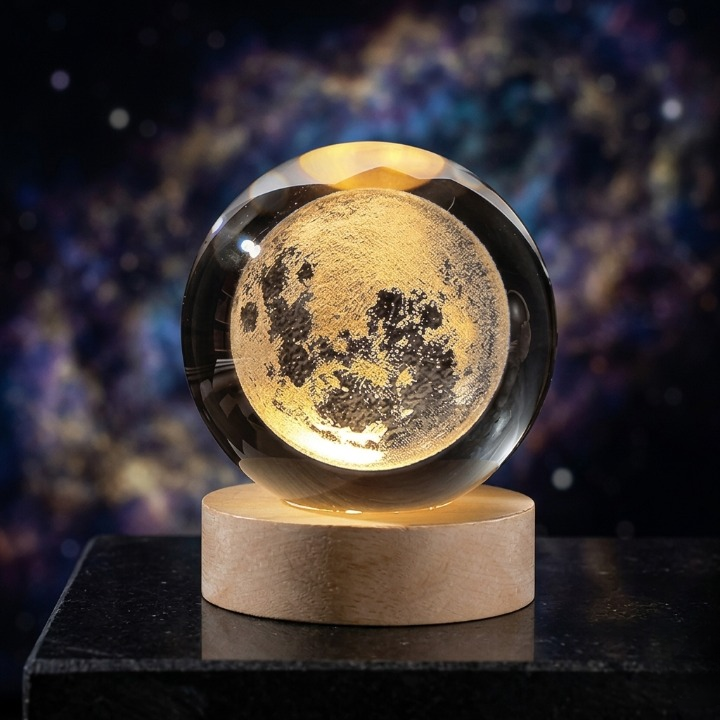 1 Pc USB LED Galaxy Crystal Ball Lamp | 3D Planet Moon Night Light | Bedroom & Party Home Decor