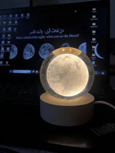 1 Pc USB LED Galaxy Crystal Ball Lamp | 3D Planet Moon Night Light | Bedroom & Party Home Decor