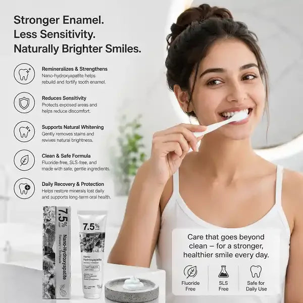 Holydeer Recovery Toothpaste | 7.5% Nano-Hydroxyapatite For Enamel Repair & Whitening - 120Gram