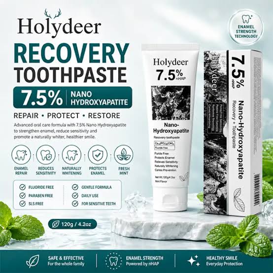 Holydeer Recovery Toothpaste | 7.5% Nano-Hydroxyapatite For Enamel Repair & Whitening - 120Gram