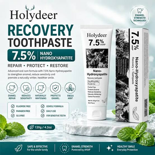 Holydeer Recovery Toothpaste | 7.5% Nano-Hydroxyapatite For Enamel Repair & Whitening - 120Gram